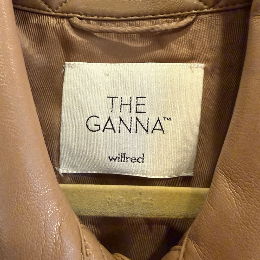 Wilfred Aritzia Women’s The Ganna Caramel Faux Leather Oversized Shacket Sz S - Picture 6 of 8